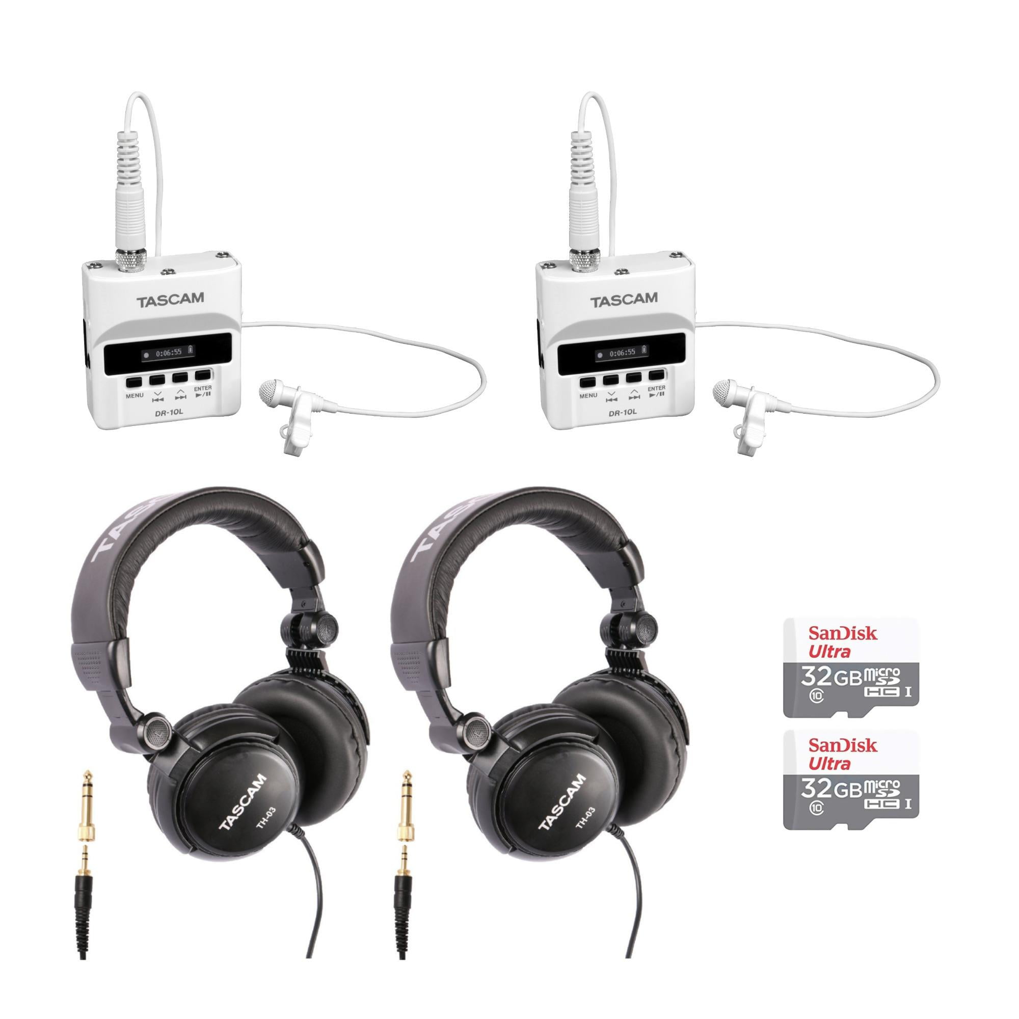 Tascam DR10L Channel Portable Studio Recorder (White) with Accessories