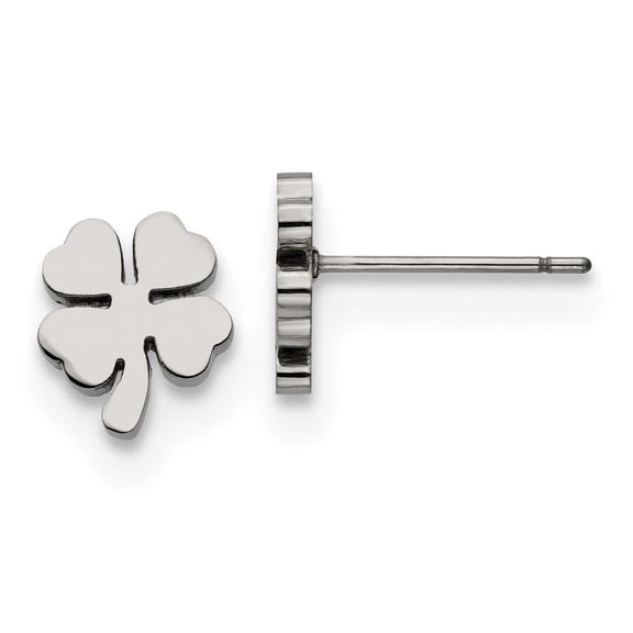 Chisel Stainless Steel Polished Four Leaf Clover Post Earrings