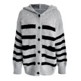 thumbnail image 6 of iHPH7 Casual Outerwear Striped Sweater Women Fall Fashion Fall Sweaters for Women Travel Sweater Travel Cardigan Casual Outfits for Women Gray M, 6 of 9