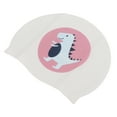 thumbnail image 3 of Gorro de natación impermeable estampado, gorro de natación de pelo largo a rayas antideslizantes para adultos, monstruo blanco, 3 of 10