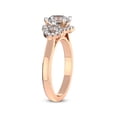 thumbnail image 4 of 3 Carat IGI Certified Round Shape Lab Grown Diamond Engagement Ring | 14K Rose Gold | Swirl Three Stone Halo Diamond Engagement Ring | FG-VS1-VS2 Quality | Friendly Diamonds, 4 of 5