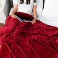 thumbnail image 5 of PAVILIA Soft Fleece Burgundy Dark Red Throw Blanket for Couch, Lightweight Plush Warm Blankets for Bed, Fuzzy Cozy Flannel Blanket Throw for Sofa, Travel, Jacquard Pattern, Wine Red, Twin, 60x80 inch, 5 of 9
