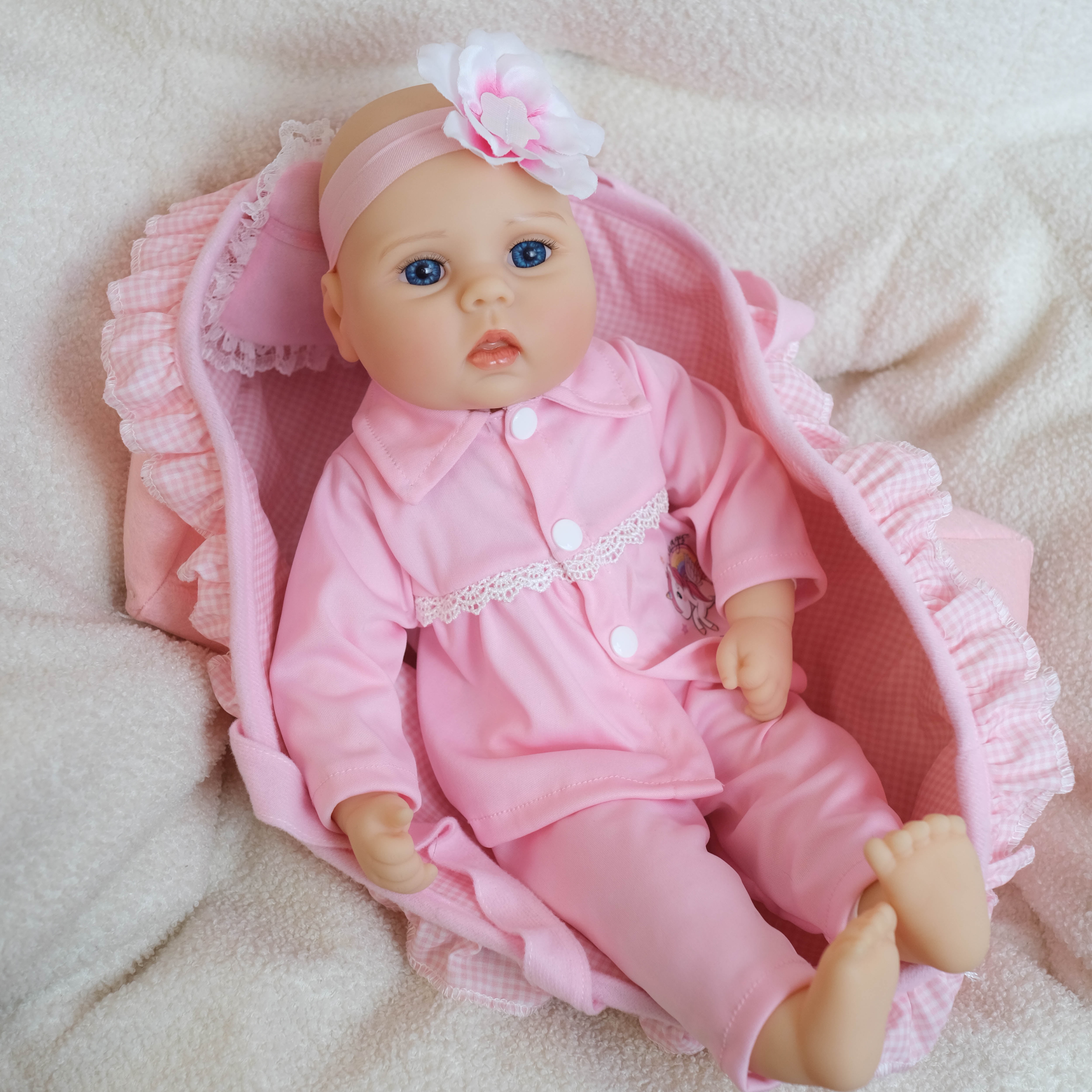 Finished 18Inch 45cm Reborn Baby Dolls That Look Real Handmade Realistic Newborn Baby Doll Machine Wash'n Dry Doll Playset Lifelike Baby Girl Doll Toys Set for Birthday Gift for Kids