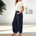 thumbnail image 7 of Delayuji Womens Wide Leg Pants Cotton Linen Pants Barrel Pants Baggy Elastic Waisted Pants Loose Trousers With Pockets, 7 of 7