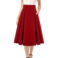 thumbnail image 3 of Women's Retro Swing Skirt with Hidden Side Pockets and Full Circle Hem, Soft Stretch Fabric for All Day Comfort Red S, 3 of 8