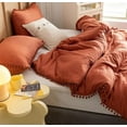 thumbnail image 2 of Boho Pompom Duvet Cover Set For Bedroom Teracotta Bedding Set Breathable Cover 8Corner tie For Closure Zipper Bohemian Bedding Set, 2 of 3