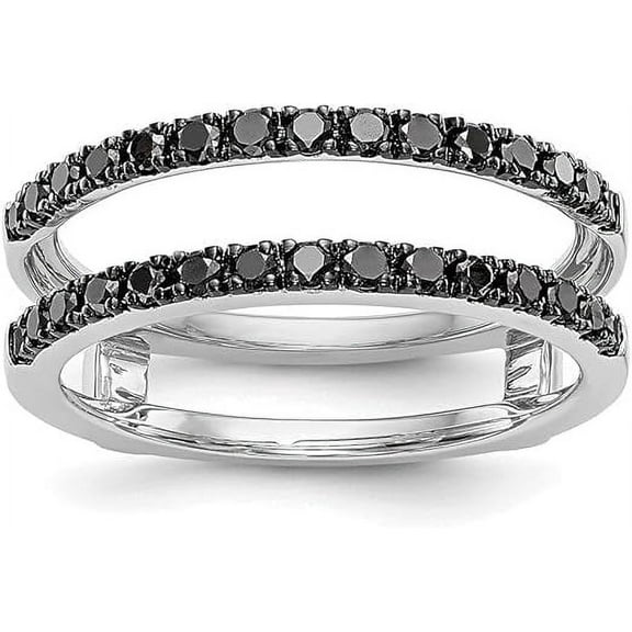 beryl_creation 1.80 Ct Round Cut Black Diamond Wedding Engagement Enhancer Wrap Guard Women's Ring 14K White Gold Plated 925 Sterling Silver -5