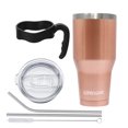 thumbnail image 2 of Ezprogear 40 oz. Rose Gold Stainless Steel Tumbler Double Wall Vacuum Insulated with Straws and Handle, 2 of 5