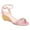 Pink, variant on XYD Women Gorgeous Shell Low Wedge Heels Open Toe Strappy Rhinestone Sandals Prom Evening Dressy Shoes Size 4 Dark Navy