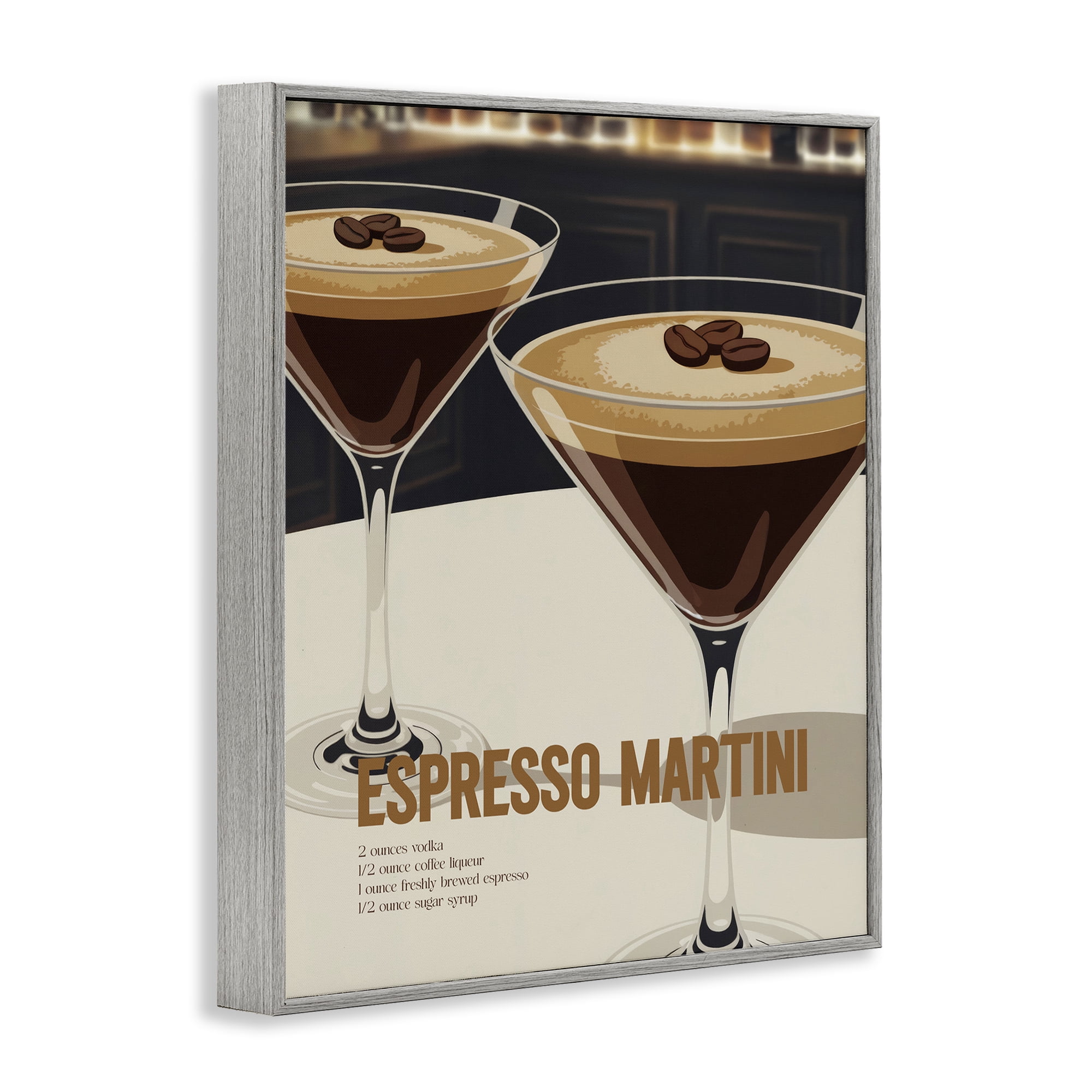 Stupell Industries Sleek Modern Espresso Martini Gray Framed Giclee Art, design by Andreas Magnusson