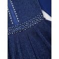 thumbnail image 6 of CHICTRY Kids Girls Shimmery Sequins Skating Dress Long Sleeve Backless Gymnastics Lyrical Dance Dress Dancewear Navy Blue 10, 6 of 7