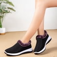 thumbnail image 3 of CPNG Black Knit Winter Slip-On Shoes with Purple Plush Fleece Lining, Breathable Upper, Non-Slip Rubber Sole, Cozy Warm for Cool Weather, Indoor & Short Outdoor Walks, Easy On-Off Daily Wear, 3 of 3