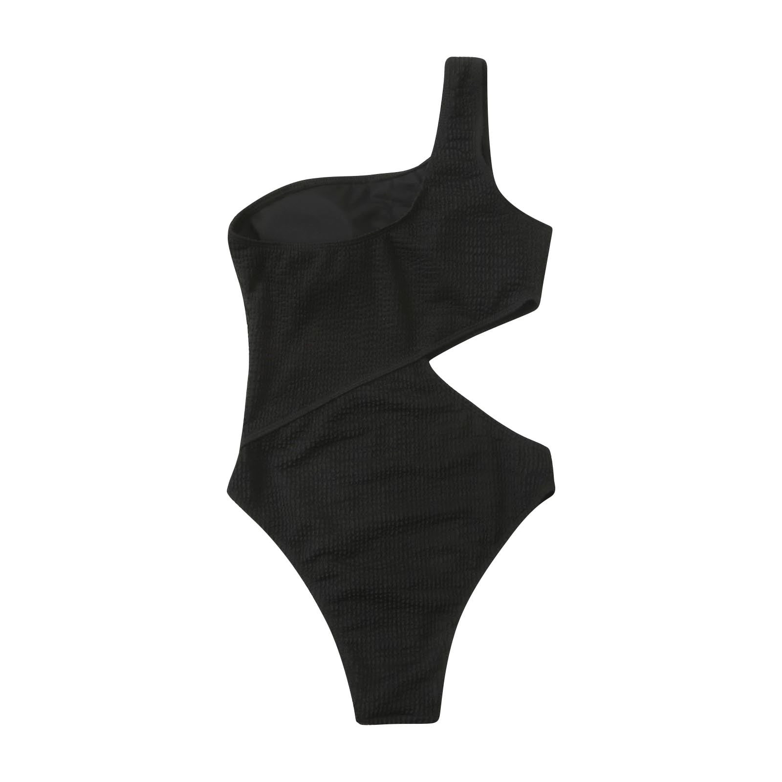 VKEKIEO One-Piece Swimsuit One Shoulder Bra Style Support Army