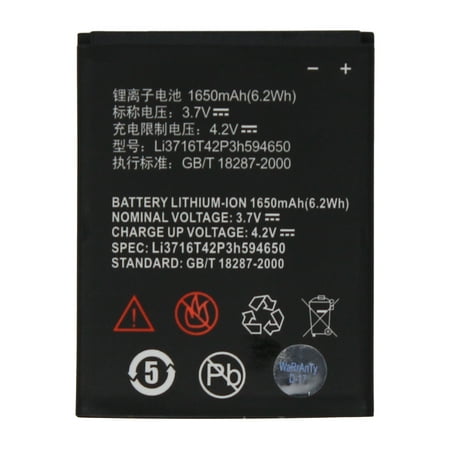 World Star™ Standard Replacement Battery LI3716T42P3H594650 For ZTE Warp Sequent / Grand X 1650mAh - Non-Retail Pack with 2-Year Limited Warranty