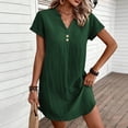 thumbnail image 4 of Lime Green Brunch for Teen Girls Fall Summer Short Sleeve V Neck Faux Linen Mini Short Plain Dresses Womens 2026 Clothes Fashion Y2K S, 4 of 7