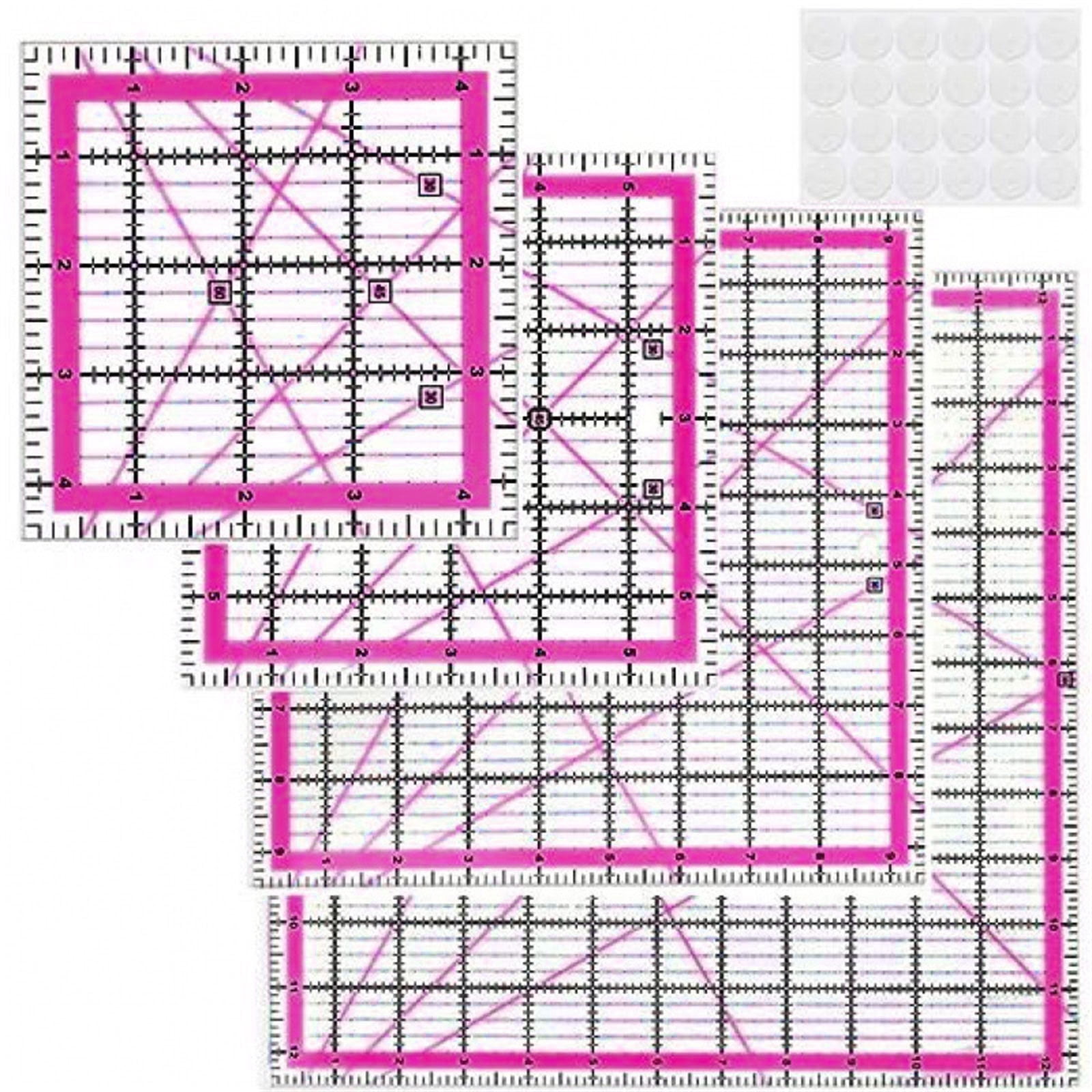 4Pcs Clear Acrylic Quilting Ruler Set with Measurement Markings for Fabric Cutting, Sewing, Dressmaking Projects