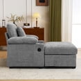 thumbnail image 3 of Oversized Chenille Chair with Ottoman , USB Charging - Convertible Sofa Bed with Cup Holders, Storage Armrests for Living Room, Bedroom, Apartment,Green, 3 of 11
