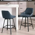 thumbnail image 2 of Zesthouse 25.6" Swivel Counter Height Bar Stools Set of 2, Modern Counter Height Chairs with Backs and Metal Legs, Upholstered Faux Leather Barstools for Kitchen Island, Blue, 2 of 10