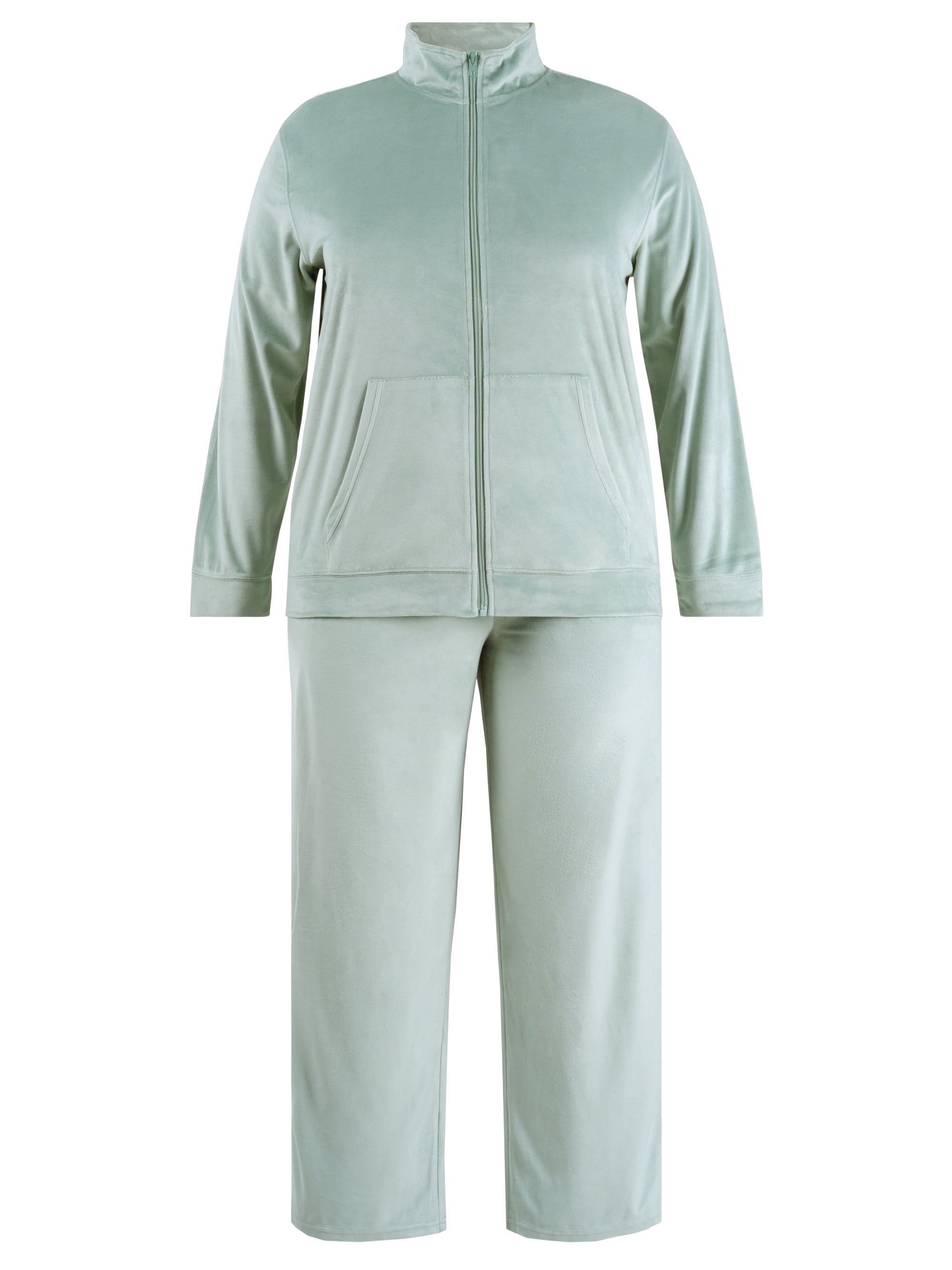 Athletic Works Women's Plus Size Active Velour Zip-Up Tracksuit Set, 2-Piece, Sizes 1X-4X
