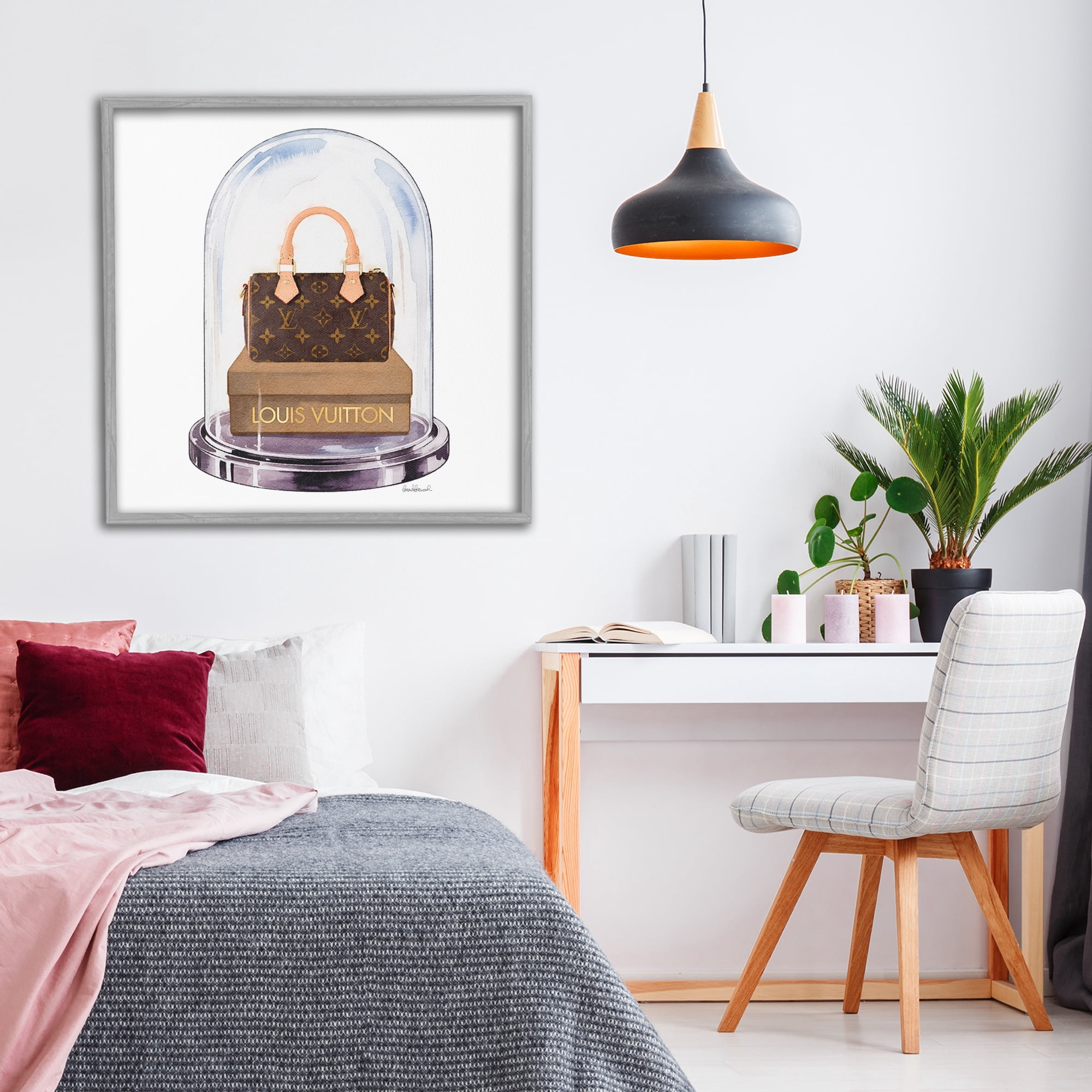 Stupell Industries Glam Purse Bell Jar Gray Framed Giclee Art, design by Amanda Greenwood