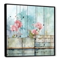 thumbnail image 2 of Designart "Cubic Floral Art in Blue and Pink Abstract" Floral Framed Wall Art - Modern Blue Abstract Floral Bedroom Framed Canvas Wall Art, 2 of 6