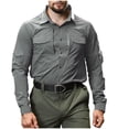 thumbnail image 2 of Men's Button Down Shirts Long Sleeve Work Travel Shirt Quick Dry Tactical Shirt with Pockets Breathable for Fishing Hiking, 2 of 6