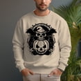 thumbnail image 2 of Men's 330g 100% Cotton Pumpkin Skull Pattern Dropped Shoulder Crew Neck Sweatshirt, 2 of 15