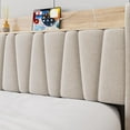 thumbnail image 6 of ChaoLink Queen Bed Frame Upholstered Bed Frame with Storage Headboard, Drawer, Charging Station, Linen Platform, No Box Spring Needed, Beige, 6 of 8