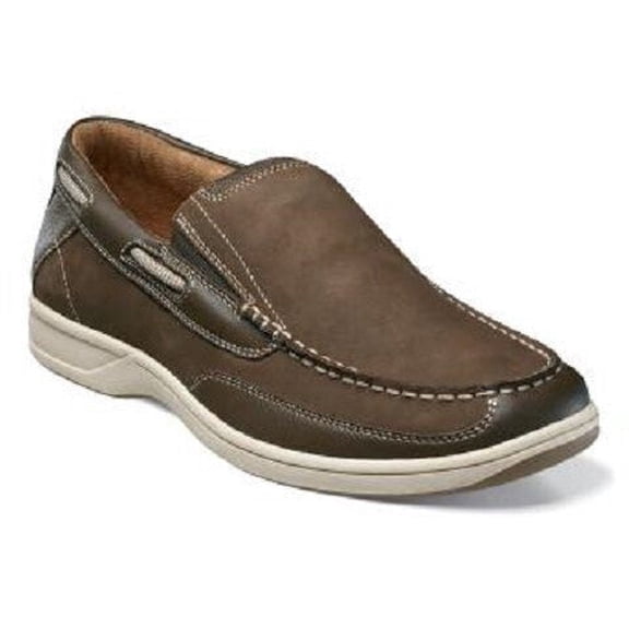 Mens Florsheim Lakeside Slip On Boat Shoe Brown Leather Suede Loafer 13158-200