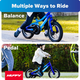 thumbnail image 4 of Huffy 12-Inch GRM Kids’ Bike, Multiple Ways to Learn: Balance Mode, Training Wheels & Standard Riding, Triple Brake System, Perfect Fit Frame, Parent Assist Handle, Fits Riders 33"–43" Tall, Ion Blue, 4 of 16