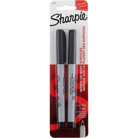 Sharpie Permanent Ultra-Fine Point Markers, Black 2 ea (Pack of 4)