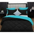 thumbnail image 6 of DNG Creations 5 Piece Reversible Diamond Pattern Comforter Solid - 100% Egyptian Cotton, 800 TC ( Full/ Queen - Size ) All-Season 550 GSM ( Turquoise-Blue/Black Colour ), 6 of 7
