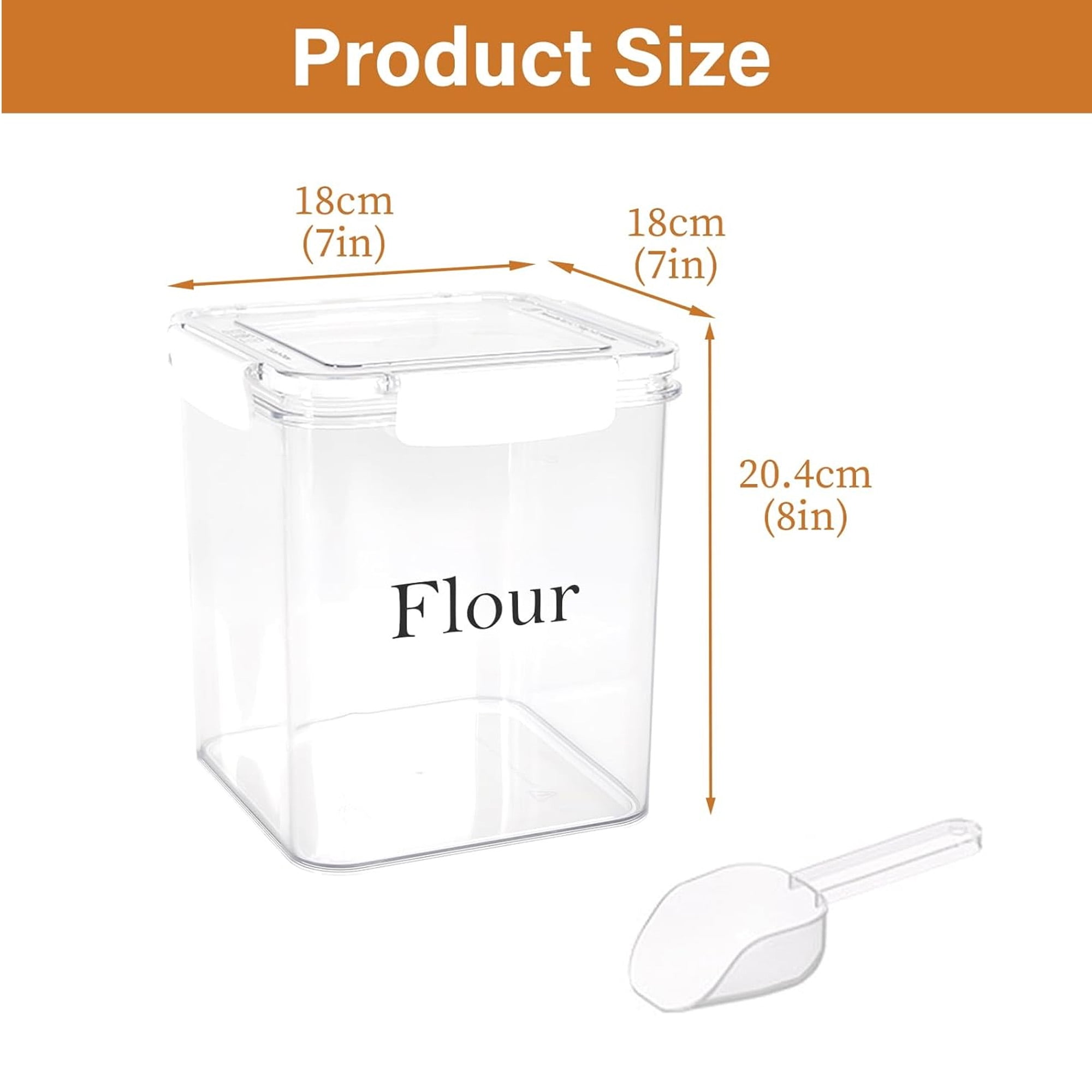 Pethiy Food Storage Jars, Airtight Containers (2-Pack, 4L) - White Kitchen Canisters with Lids + Free Spoon, Perfect for Flour, Sugar, Coffee & Pantry Organization
