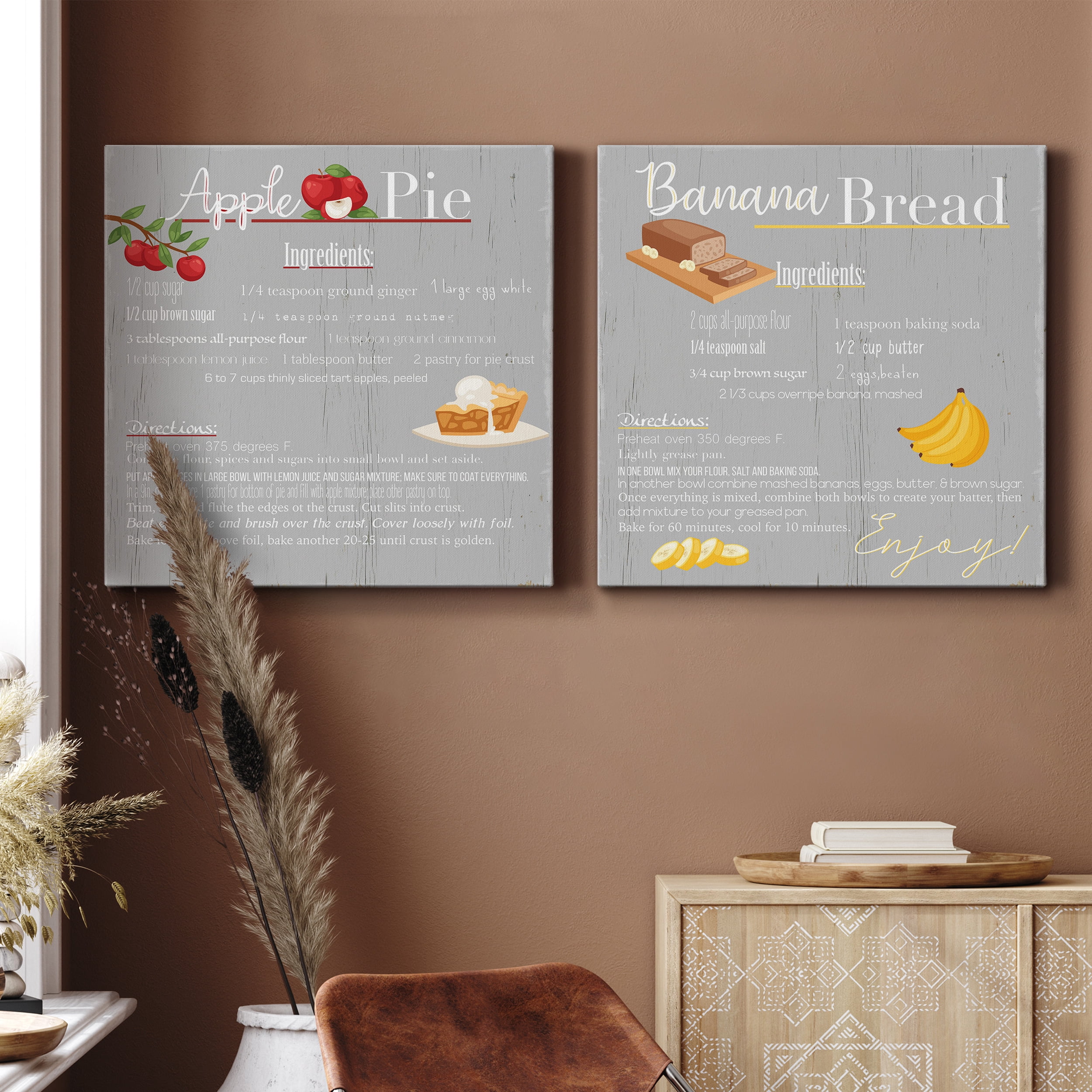 Apple Pie - Premium Gallery Wrapped Canvas - Ready to Hang Set of 2 - 40 x 40 Each