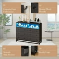 thumbnail image 4 of Commode avec Lumière DEL et Station de Recharge pour Chambre, Commode à 6 Tiroirs avec Rangement Ouvert, Commodes et Chiffonniers Meuble Télé pour Garde-Robe Moderne, 4 of 6