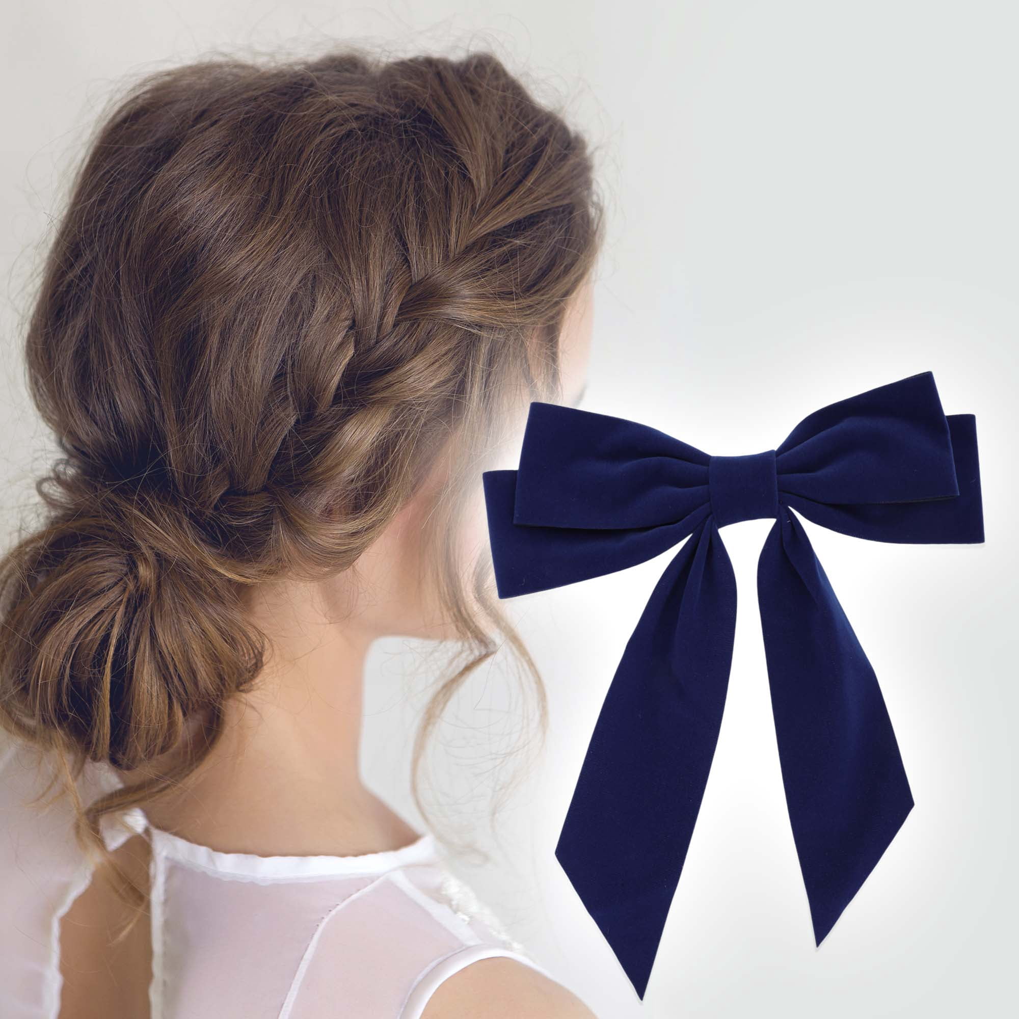 Unique Bargains Elegant Velour Bow Headpiece Hair Clips Blue Green Light Pink 3 Pcs