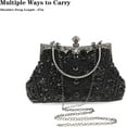 thumbnail image 5 of Kwuty Womens Vintage Floral Beaded Rhinestone Embroidery Clutch Sequin Crossbody Bag Evening Handbag for Bridal Wedding Party Prom, 5 of 5