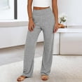 thumbnail image 5 of Women's Ribbed Knit Pajama Pants 2025 High Waist Wide Leg Lounge Pants Soft Comfy Elastic Waist Fall Sleepwear Gray, 5 of 5