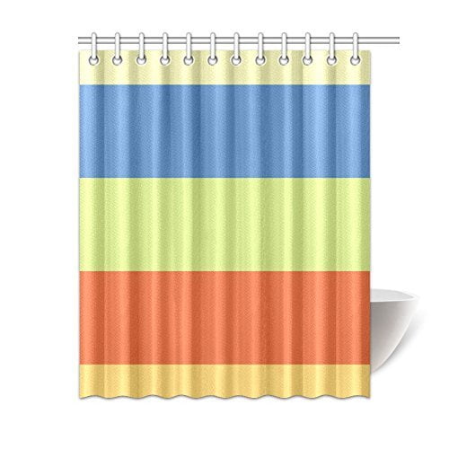 ARTJIA Orange Green Blue Stripes Bathroom Waterproof Fabric Shower