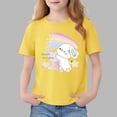 thumbnail image 2 of Piuwrlz 12/13 Girls Short T-Shirts Sleeve Teen Graphic Shirts Tops Crew Neck Pullover Yellow Size 12-13 Years, 2 of 7