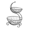 thumbnail image 4 of Cesta de frutas Cesta de almacenamiento Colgador de frutas y plátanos Decoración Frutero Cesta de frutas de 2 niveles para decoración de mesa de mostr Negro, 4 of 8