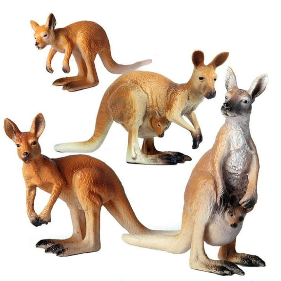 Ksopiavobs Animal Figures - 4pcs Realistic Kangaroos Action Model - Plastic Wild Animal Learning Party Favors Toys - Educational Forest Farm Toys Birthday Cupcake Topper for Boys Girls Kids Toddlers