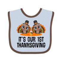 Inktastic Twins First Thanksgiving Turkey Boys or Girls Baby Bib