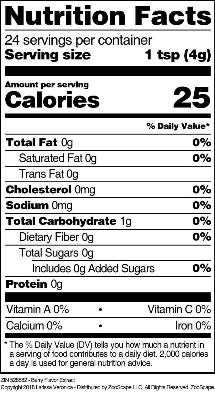 Larissa Veronica Berry Flavor Extract, (Berry, 4 oz, 1-Pack, Zin: 528882)