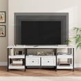 thumbnail image 3 of Bingirl 79-Inch Modern-Industrial TV Stand - Rustic White Media Console with 2 Fabric Drawers, Open Design and Metal Frame, for Up to 83-Inch TVs in Living Room, 3 of 8