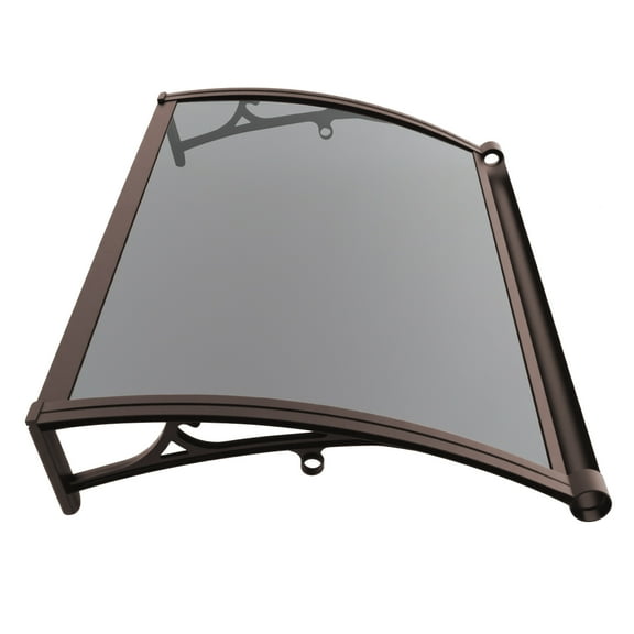 40"x24" Patio Porch Awning, Window Awning Door Canopy with Gutter,UV Rain Snow Protection, Hollow Sheet (Coffee Bracket Tea Board)