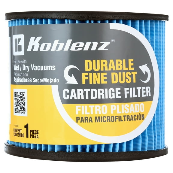 KOBLENZ Wet-Dry Vac Fine Dust Cartridge Filter, 5 Gallon to 16 Gallon (45-1170-00-5)