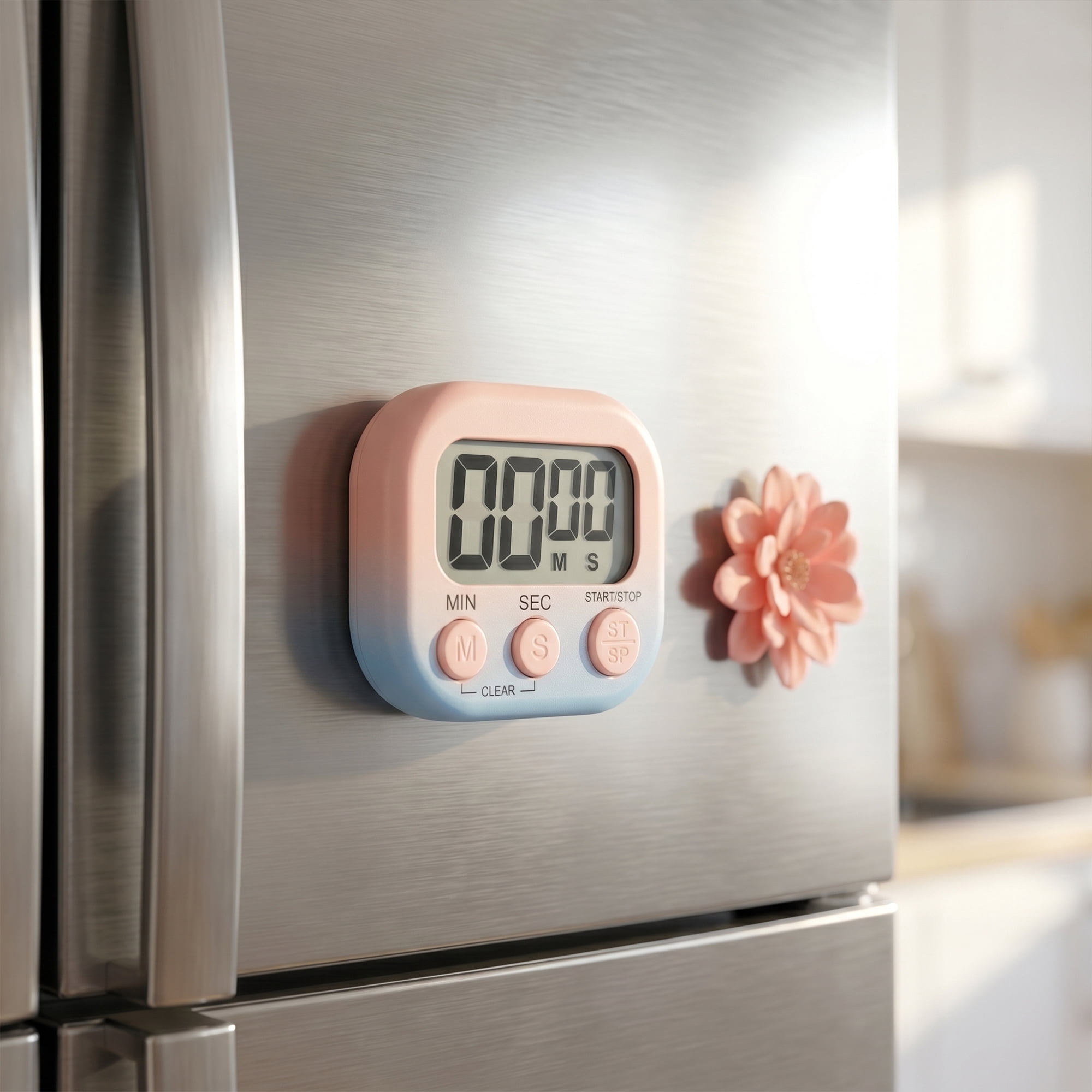 Unique Bargains Kitchen Timer with Loud Alarm and Magnetic Backing for Study Pink Blue