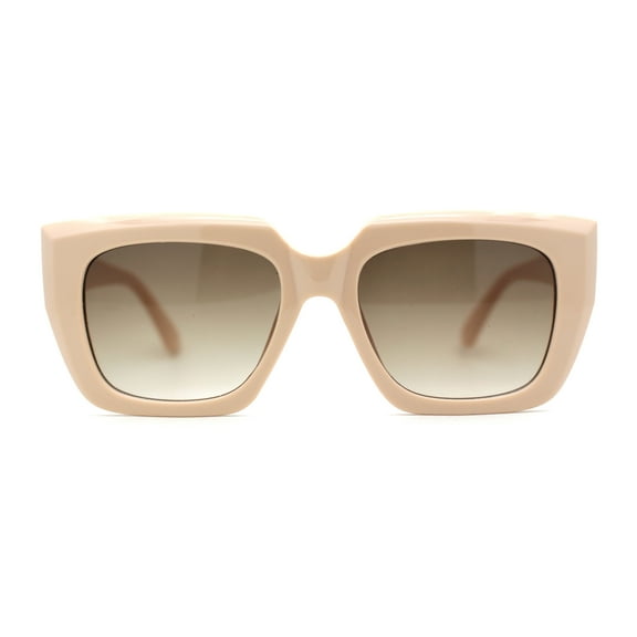 Mod Womens Thick Plastic Oversize Angular Cat Eye Sunglasses Beige Brown