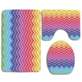 thumbnail image 1 of ABPHQTO Arco Iris Arco Iris Color Chevron Line Art Onda Como Formas Geométricas Simétricas Juego de alfombras de baño de 3 piezas Alfombra de baño Alfombra de contorno y tapa de inodoro, 1 of 2